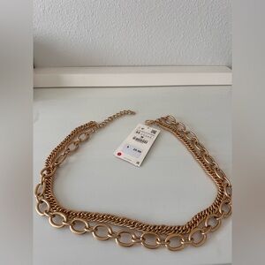 Zara Gold Tone Chain Belt Layered Link Adjustable NWT